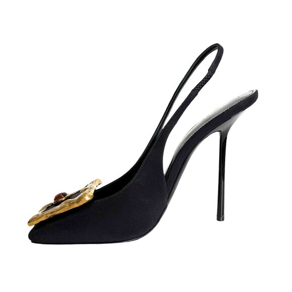 Saint Laurent Brown Satin Heels - Picture 5 of 8